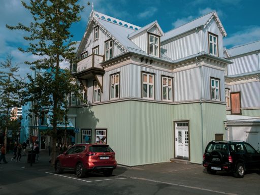 A colorful building is shown in iceland.